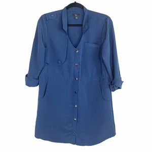 Aqua Navy Blue Shirt Shift Dress